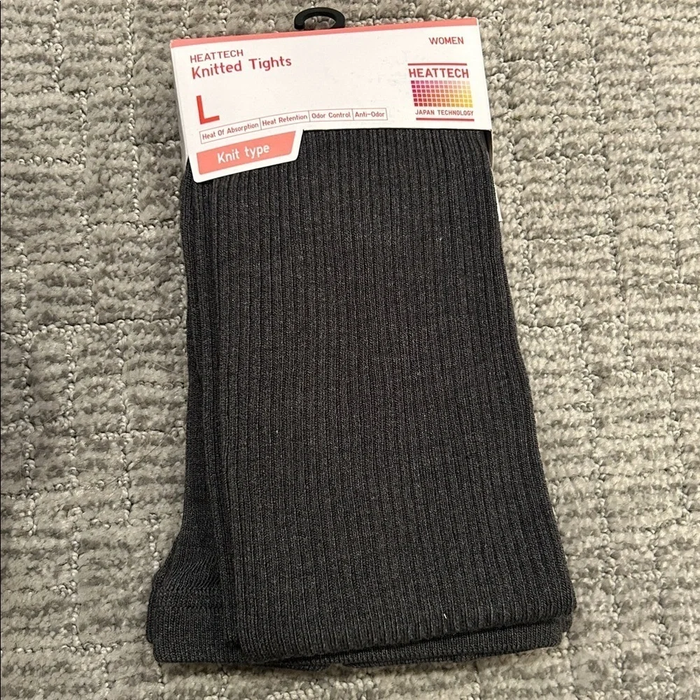 Uniqlo HEATTECH Dark Grey Knitted Tights L